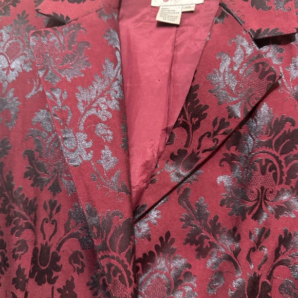 Vintage Reflections by Spiegel Baroque Print Maroon/Black Pantsuit Size 10 - Picture 9 of 13